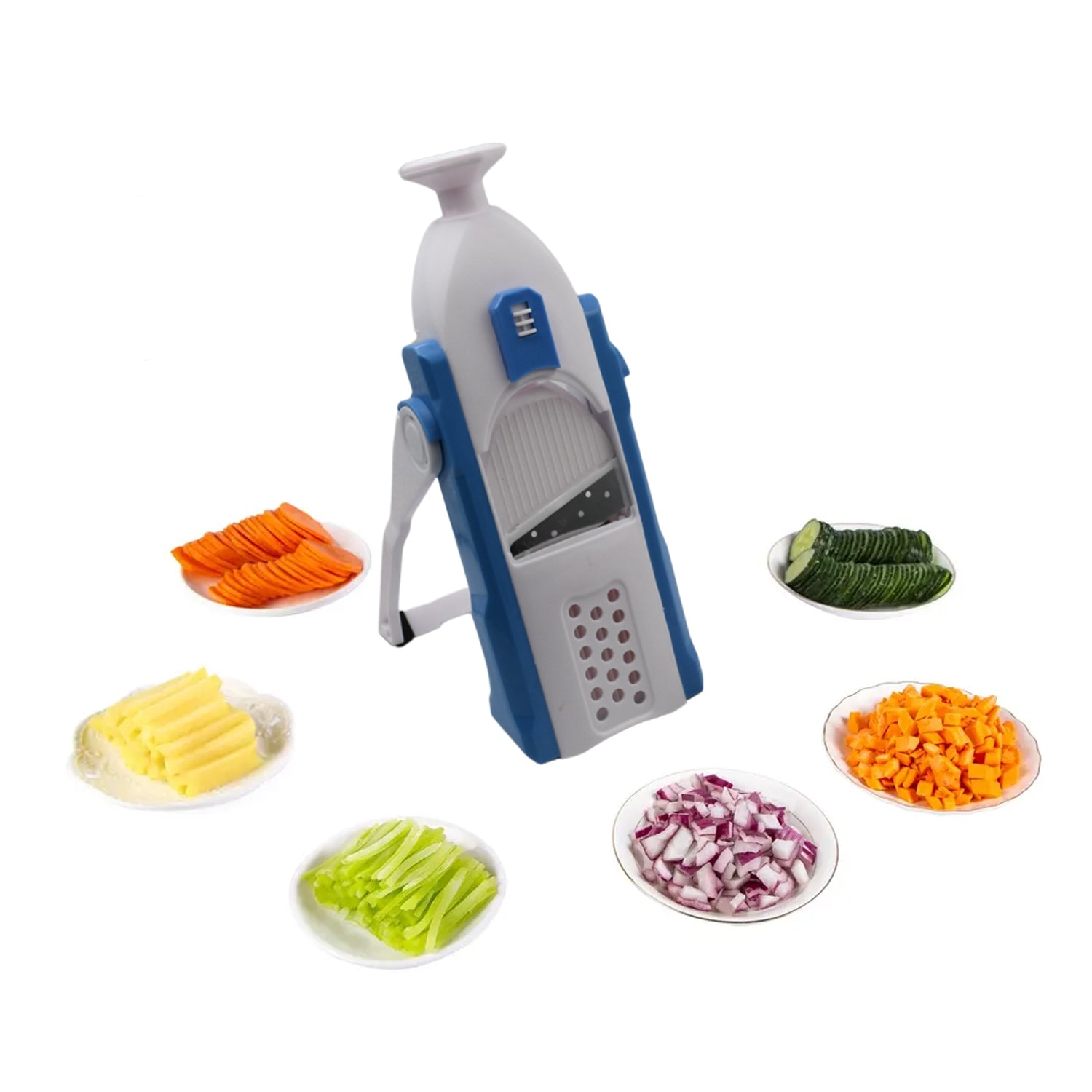 5-in-1 food slicer for vegetables and potatoes. 5-in-1 food slicer for vegetables and potatoes.
